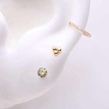 3 Pcs of Assorted Dainty Peridot CZ Pure24K Titanium Stud & Clicker Package